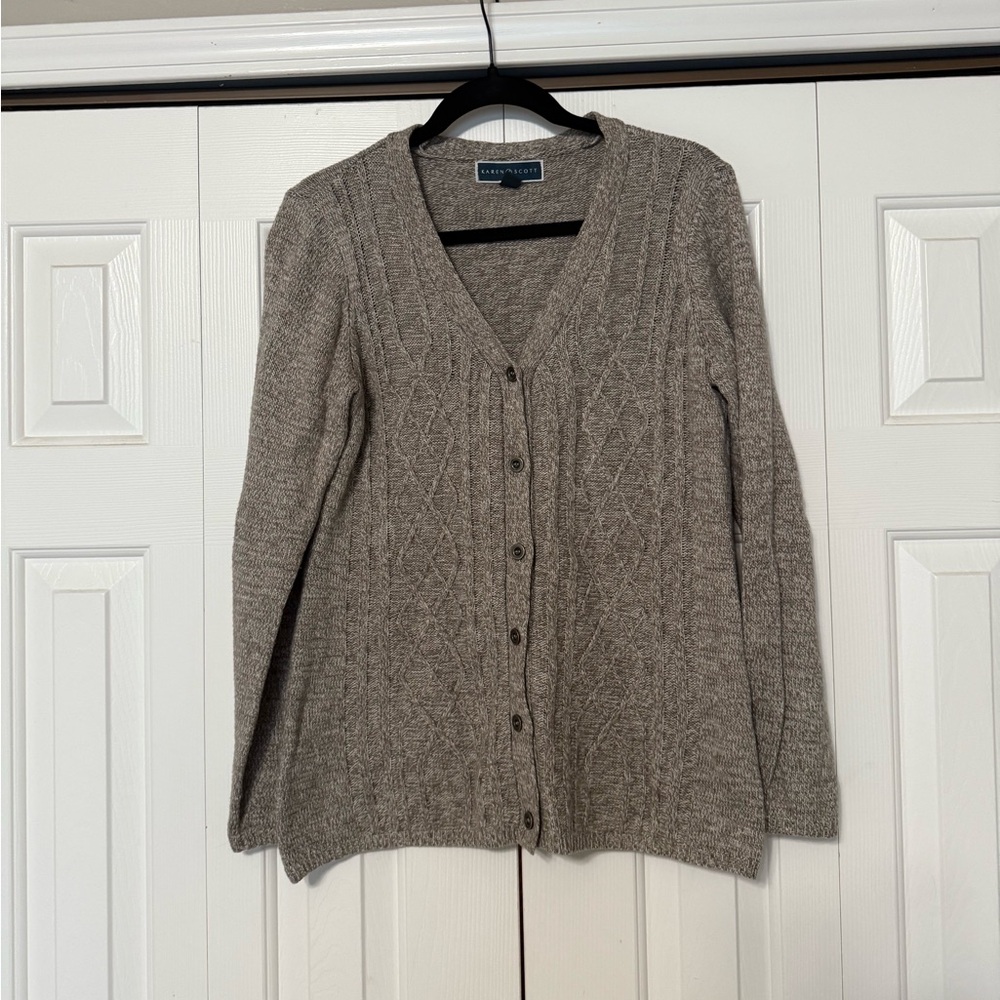 Karen Scott Knit Cardigan Sweater